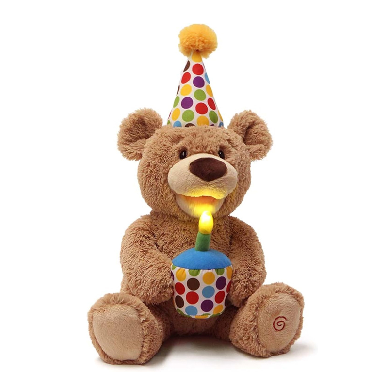 Gund Happy Birthday Bear Animated Plush Toy 14"| 0 months+ | Peek-a-boo Plush Toy | Baby Soft Toy | Stuffed Toy
